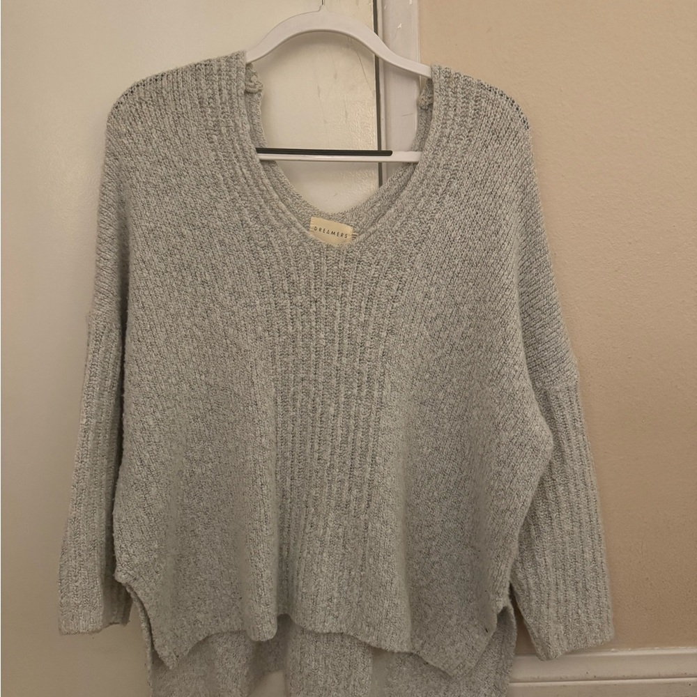 Dreamers Light Gray V-Neck Sweater